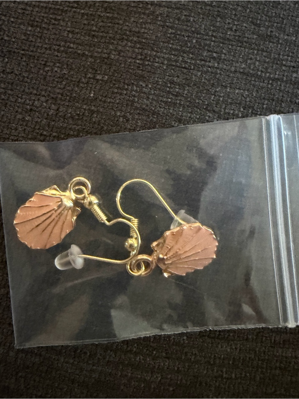 Gold-Tone Shell Drop Earrings with Pink Shell Accent